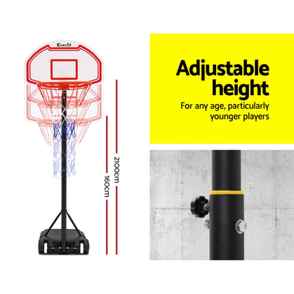 Everfit 2.1M Basketball Hoop Stand System Adjustable Portable Pro Kids White.