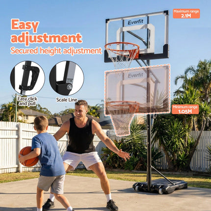 Everfit Portable Basketball Hoop Adjustable Pool Goal System Backyard 1.05M-2.1M.