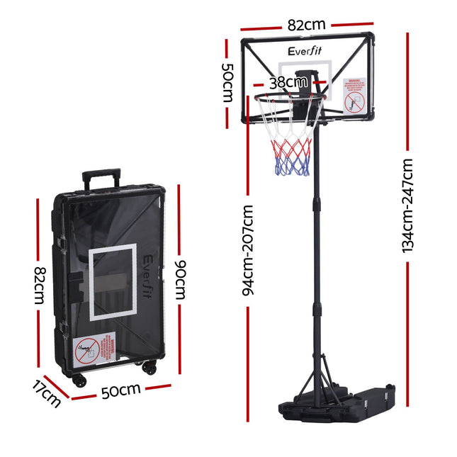 Everfit Portable Basketball Hoop System Adjustable Full Foldable Stand 2.07m.
