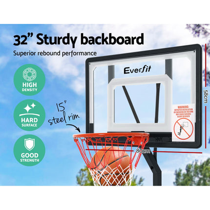Everfit 2.6M Basketball Hoop Stand System Adjustable Portable Pro Kids Clear.