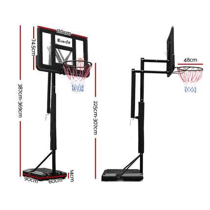 Everfit 3.05M Basketball Hoop Stand System Adjustable Height Portable Pro Black.