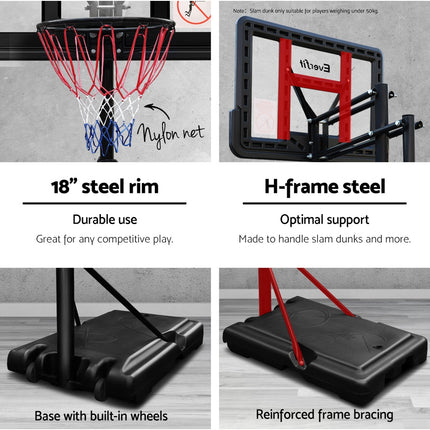 Everfit 3.05M Basketball Hoop Stand System Adjustable Height Portable Pro Black.