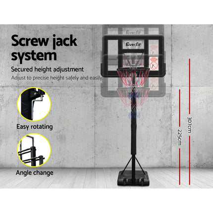 Everfit 3.05M Basketball Hoop Stand System Adjustable Height Portable Pro Black.
