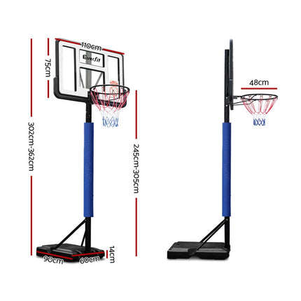 Everfit 3.05M Basketball Hoop Stand System Adjustable Height Portable Pro Blue.