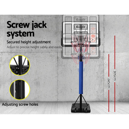Everfit 3.05M Basketball Hoop Stand System Adjustable Height Portable Pro Blue.