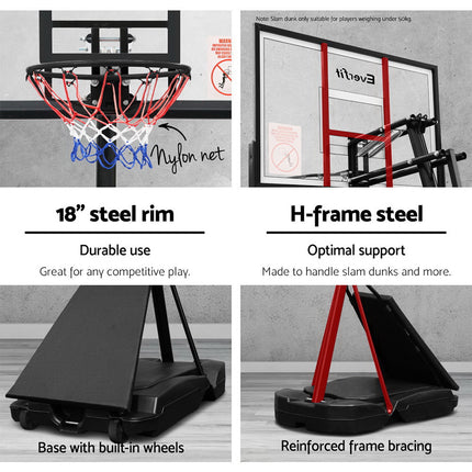 Everfit 3.05M Basketball Hoop Stand System Adjustable Height Portable Black Pro.