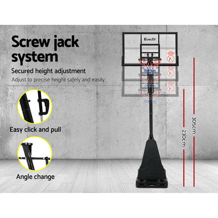 Everfit 3.05M Basketball Hoop Stand System Adjustable Height Portable Black Pro.