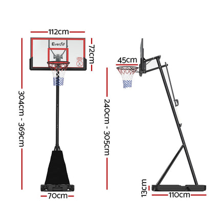 Everfit 3.05M Basketball Hoop Stand System Adjustable Height Portable Red Pro.