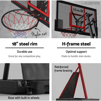 Everfit 3.05M Basketball Hoop Stand System Adjustable Height Portable Red Pro.