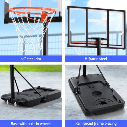 Everfit 3.05M Basketball Hoop Stand System Portable Height Adjustable w/ Knob.