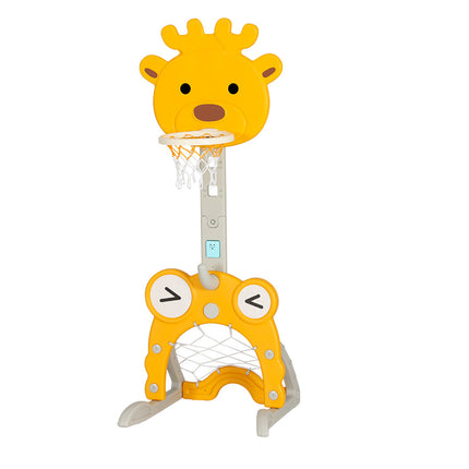 Keezi Kids Basketball Hoop Stand Adjustable 5-in-1 Sports Center Toys Set Yellow.