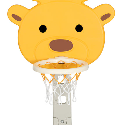 Keezi Kids Basketball Hoop Stand Adjustable 5-in-1 Sports Center Toys Set Yellow.