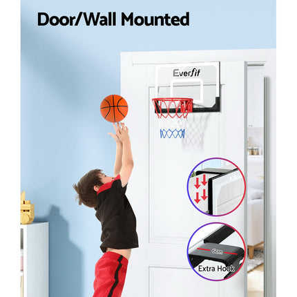 Everfit 23" Mini Basketball Hoop Backboard Door Wall Mounted Sports Kids Black.