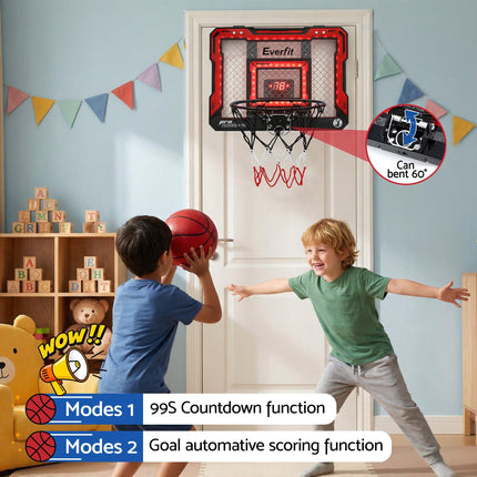 Everfit Mini Basketball Hoop Over Door Indoor LED Scoreboard Kids Set 40x30cm.