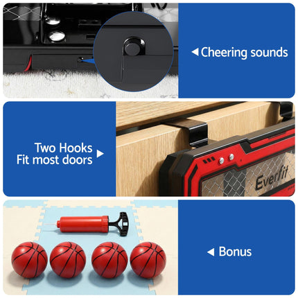Everfit Mini Basketball Hoop Over Door Indoor LED Scoreboard Kids Set 40x30cm.
