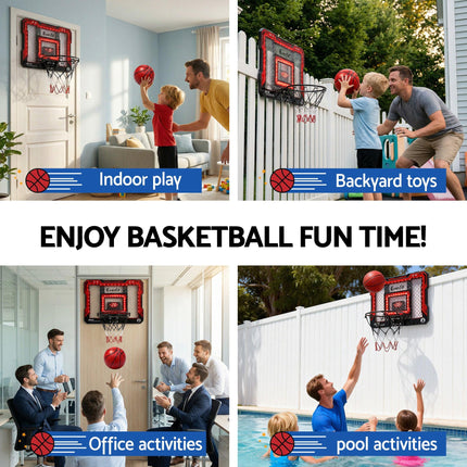 Everfit Mini Basketball Hoop Over Door Indoor LED Scoreboard Kids Set 40x30cm.