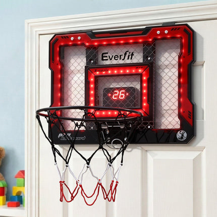 Everfit Mini Basketball Hoop Over Door Indoor LED Scoreboard Kids Set 40x30cm.