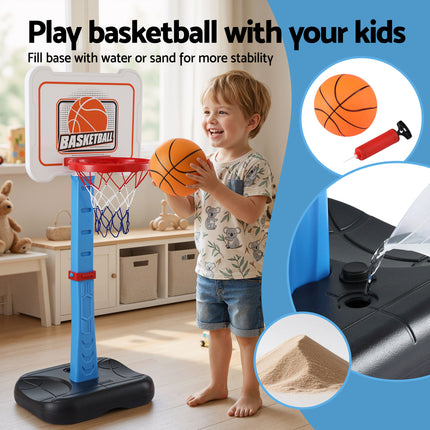 Keezi Kids Basketball Hoop Stand Baseball Set Adjustable Height Sports Toys Blue.