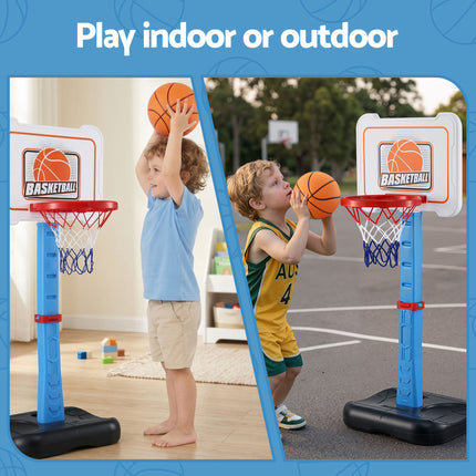 Keezi Kids Basketball Hoop Stand Baseball Set Adjustable Height Sports Toys Blue.
