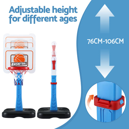 Keezi Kids Basketball Hoop Stand Baseball Set Adjustable Height Sports Toys Blue.