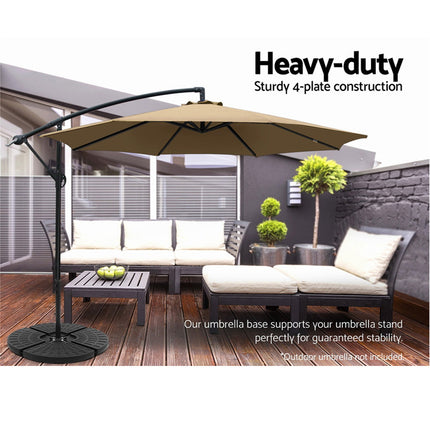 Instahut 48cm Outdoor Umbrella Base Stand 4 Plates Pod Cantilever.