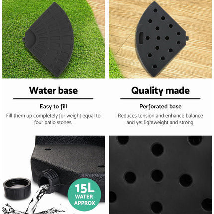 Instahut 48cm Outdoor Umbrella Base Stand 4 Plates Pod Cantilever.