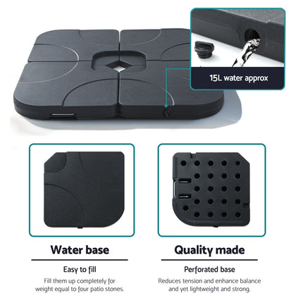 Instahut Outdoor Umbrella Base 50cm 4 Plates Stand Pod Cantilever.