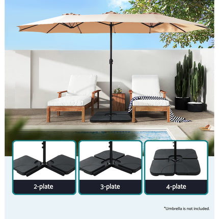 Instahut Outdoor Umbrella Base 50cm 4 Plates Stand Pod Cantilever.