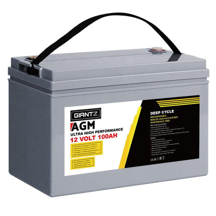 Giantz AGM Deep Cycle Battery 12V 100Ah Box Portable Solar Caravan Camping.