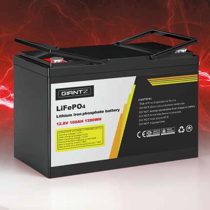 Giantz 12V 100Ah Lithium Battery LiFePO4 Deep Cycle Box Solar Caravan Camping.