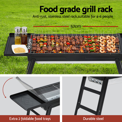 Grillz Charcoal BBQ Grill Smoker Portable Barbecue Outdoor Foldable Camping.