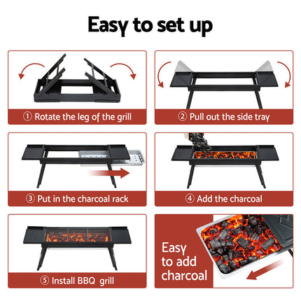 Grillz Charcoal BBQ Grill Smoker Portable Barbecue Outdoor Foldable Camping.