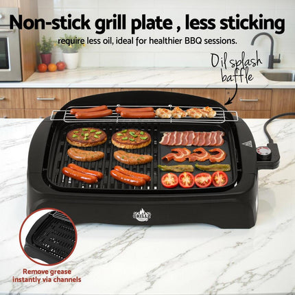 Grillz 1950W Electric BBQ Grill Non-stick Plate for Indoor Outdoor.