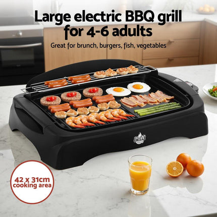 Grillz 1950W Electric BBQ Grill Non-stick Plate for Indoor Outdoor.