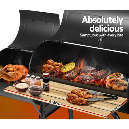 Grillz BBQ Grill 2-In-1 Offset Charcoal Smoker.
