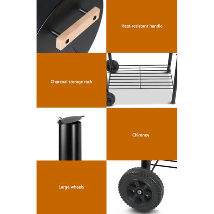 Grillz BBQ Grill 2-In-1 Offset Charcoal Smoker.