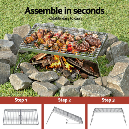 Grillz Portable BBQ Grill Charcoal Smoker Foldable Camping Outdoor.