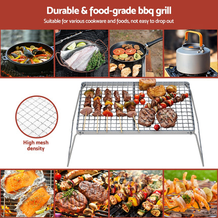 Grillz Portable BBQ Grill Charcoal Smoker Foldable Camping Outdoor.