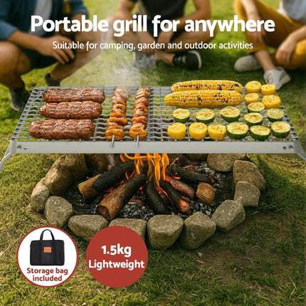 Grillz Portable BBQ Grill Charcoal Smoker Foldable Camping Outdoor.