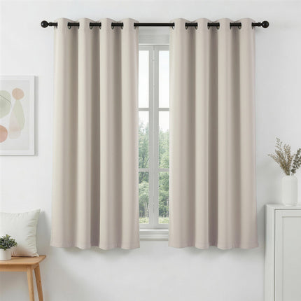 Artiss Blockout Curtains 2X 132x160cm Thermal Insulated Eyelet Drapes Beige.