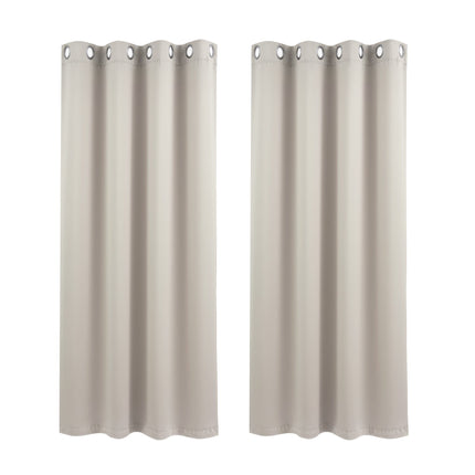 Artiss Blockout Curtains 2X 132x160cm Thermal Insulated Eyelet Drapes Beige.