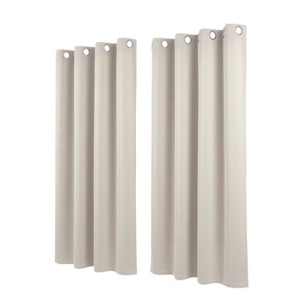 Artiss Blockout Curtains 2X 132x160cm Thermal Insulated Eyelet Drapes Beige.