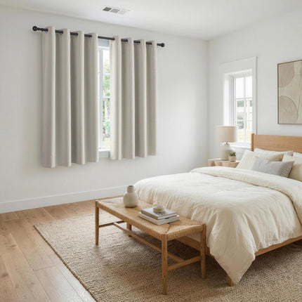 Artiss Blockout Curtains 2X 132x160cm Thermal Insulated Eyelet Drapes Beige.