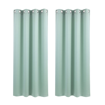 Artiss Blockout Curtains 2X 132x160cm Thermal Insulated Eyelet Drapes Green.