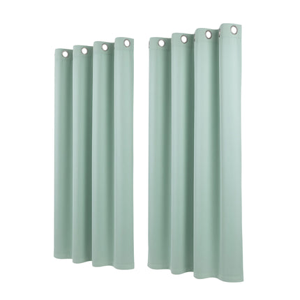 Artiss Blockout Curtains 2X 132x160cm Thermal Insulated Eyelet Drapes Green.