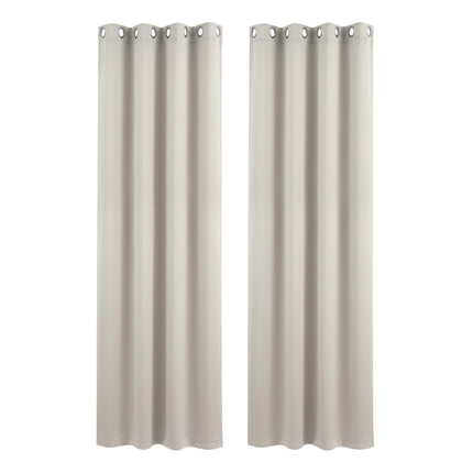 Artiss Blockout Curtains 2X 132x213cm Thermal Insulated Eyelet Drapes Beige.