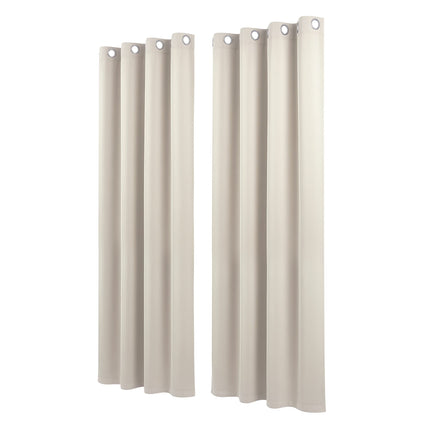 Artiss Blockout Curtains 2X 132x213cm Thermal Insulated Eyelet Drapes Beige.