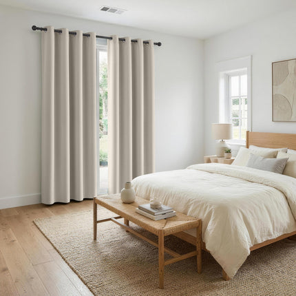Artiss Blockout Curtains 2X 132x213cm Thermal Insulated Eyelet Drapes Beige.