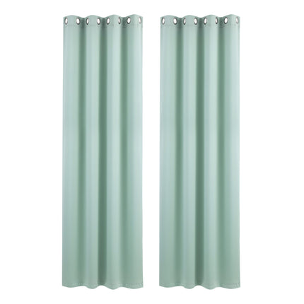 Artiss Blockout Curtains 2X 132x213cm Thermal Insulated Eyelet Drapes Green.