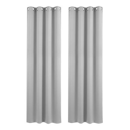 Artiss Blockout Curtains 2X 132x213cm Thermal Insulated Eyelet Drapes Grey.